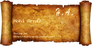 Hohl Arnó névjegykártya